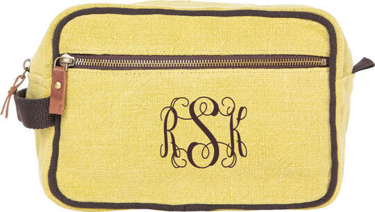 Personalized Avocado Green Jute Travel Kit